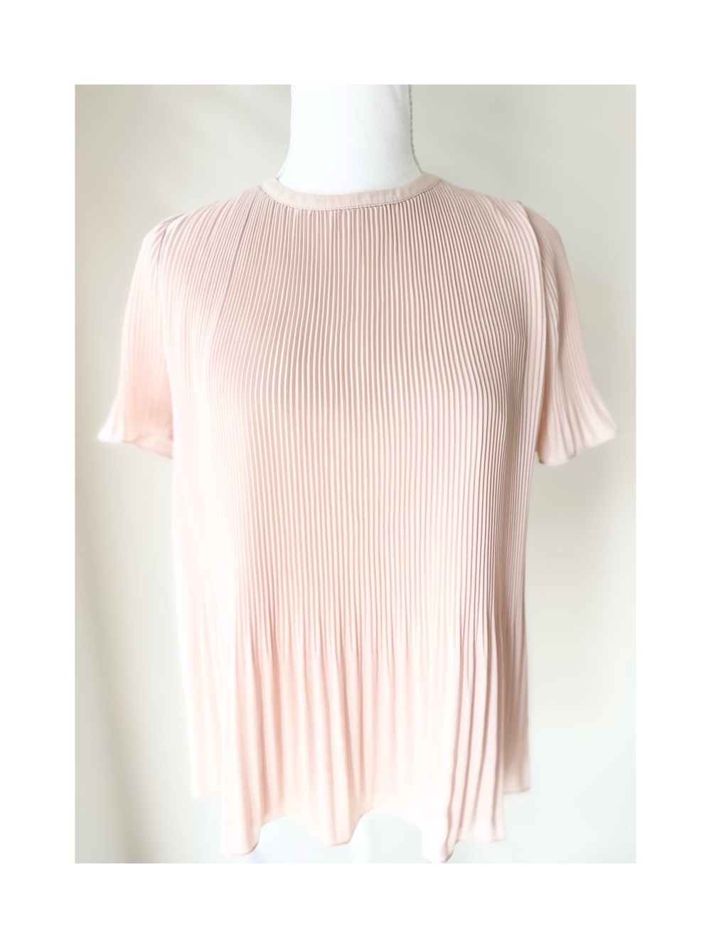 OAK + FORT Pleated Short-Sleeve Top in Light Blush